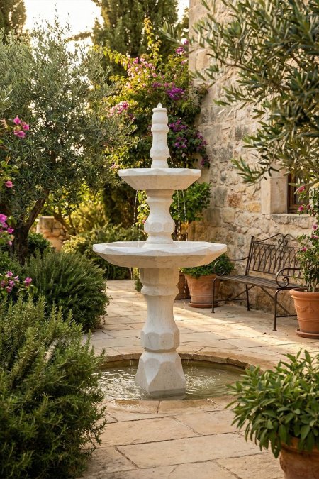 نافورة الممر الحجري – طبقتين حجر أبيض